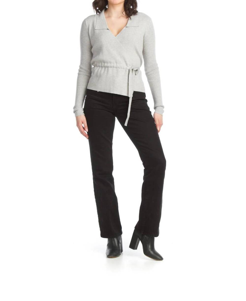 NEW PAPILLON wrap style sweater top in grey